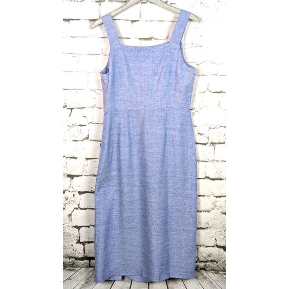 J. McLAUGHLIN "Leah Dress" Linen-Blend Chambray Midi Dress Classic Size 12 NWT - Picture 6 of 9